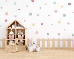 Pastel Watercolor Polka Dot Wall Decals Boho Nursery Decor - 140 Pack - thumbnail 1