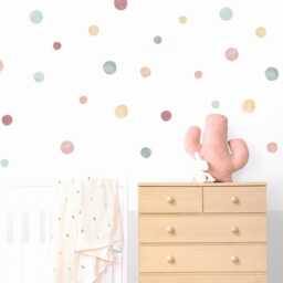 Pastel Watercolor Polka Dot Wall Decals Boho Nursery Decor - 140 Pack - thumbnail 2