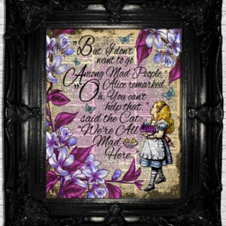 Alice in Wonderland Book Page Print. Art Print On Antique Dictionary Cheshire Cat Quote. Wall Decor Poster Art Purple - thumbnail 3
