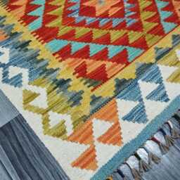 Kilim Rug Classic, Handmade Artisan Afghan Turkish Scandinavian Navajo Bohemian Wool Flatweave Multicolour 120x83 cm - thumbnail 3