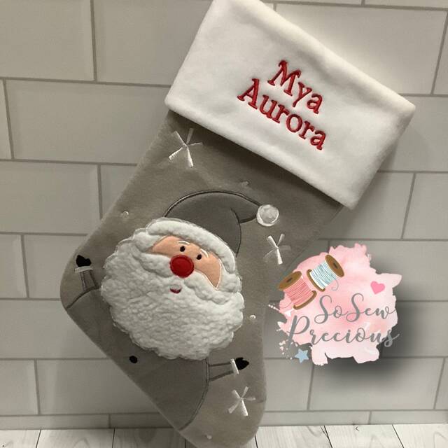 Personalised Silver Santa Deluxe Christmas Stocking, Personalized Gift, Grey Silver, Personalised Stocking - image 1