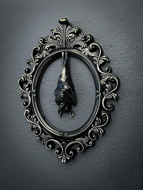 Gothic Framed Hanging Bat Wall Decor - image 1
