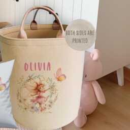 Personalized Fairy Wreath Cushion Cover Custom Name Basket Nursery Kids Bedroom Pillow Gift - thumbnail 3