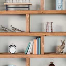 Rustic Solid Wood Bookcase, Large Handmade Open Shelving - thumbnail 3