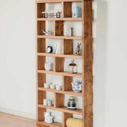 Rustic Solid Wood Bookcase, Large Handmade Open Shelving - thumbnail 2
