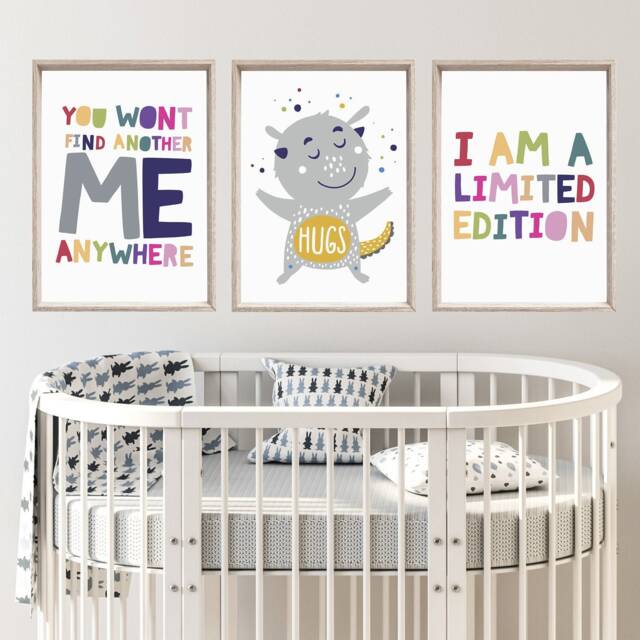 Set Of 3 Boys Nursery Prints, Decor, Playroom Print, Wall Art, Girls Rainbow - image 1