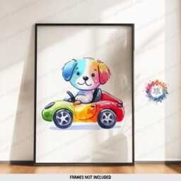 Dog Nursery Wall Art - Set Of 3 Kids Prints - Vehicle Decor Car Poster Kid Labrador Print Transport Posters Boy Girl Bedroom Artwork - thumbnail 3