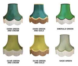 Handmade Scalloped Green Fabric Lampshades Traditional Dupion Silk, UK Crafted
