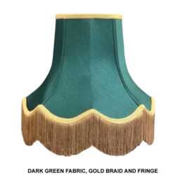 Handmade Scalloped Green Fabric Lampshades Traditional Dupion Silk, UK Crafted - thumbnail 3