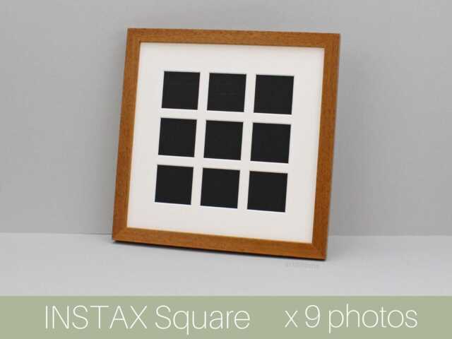 Instax Square Multi Aperture Frame. Holds Nine 62mmx62mm Sized Photos. 30x30cm. Wooden Picture Selection Of Colours. Small Photos - image 1