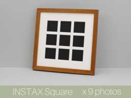 Instax Square Multi Aperture Frame. Holds Nine 62mmx62mm Sized Photos. 30x30cm. Wooden Picture Selection Of Colours. Small Photos - thumbnail 1