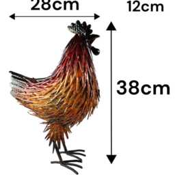Decorative Metal Orange Red Hen Chicken Garden Statue Outdoor Lawn Ornament Farm - thumbnail 2