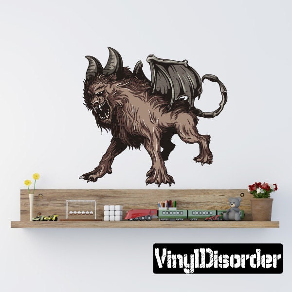 Mythical Creature Wyvren Wall Decal - Fabric Vinyl Removable & Reusable Mythicalcreatureuscolor012Et