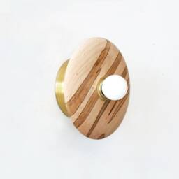 Minimalistic Ambrosia Maple Disk Wall Fixture Light Wood Flush Mount Sconce Lamp Bedside Lighting Kitchen Lights - thumbnail 2