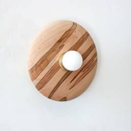 Minimalistic Ambrosia Maple Disk Wall Fixture Light Wood Flush Mount Sconce Lamp Bedside Lighting Kitchen Lights - thumbnail 4