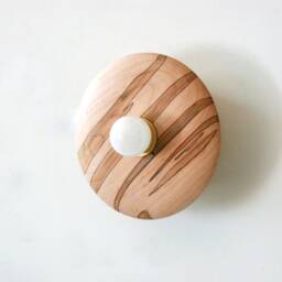 Minimalistic Ambrosia Maple Disk Wall Fixture Light Wood Flush Mount Sconce Lamp Bedside Lighting Kitchen Lights - thumbnail 3