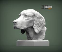 Red Setter Bust 3D Printed Dog Statue, Pet Memorial Decor