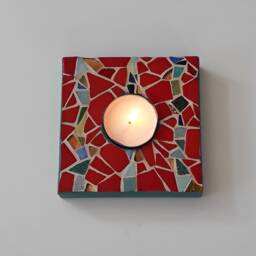 Red & Turquoise Square Candlestick - thumbnail 3