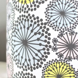 Scandinavian Fabric Lampshade 40cm Or 45cm Handmade By Vivid Shades, Funky Retro Geometric Flower Pattern Floral Black & White Atomic - thumbnail 3
