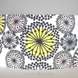 Scandinavian Fabric Lampshade 40cm Or 45cm Handmade By Vivid Shades, Funky Retro Geometric Flower Pattern Floral Black & White Atomic - thumbnail 2