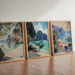 Set Of 3 Koh Phi Posters, Thailand Travel Prints, Wall Art Beach Decor, Tropical Island Prints - thumbnail 2