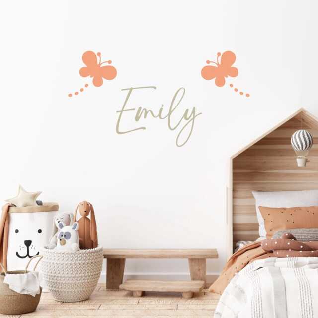 Personalized Butterfly Wall Decals, Customized Name Vinyl Sticker, Kids Bedroom Removable Sign, Easy Diy Room Decoration, Girl Decor - image 1