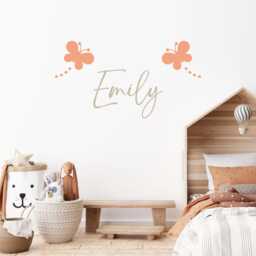 Personalized Butterfly Wall Decals, Customized Name Vinyl Sticker, Kids Bedroom Removable Sign, Easy Diy Room Decoration, Girl Decor - thumbnail 1