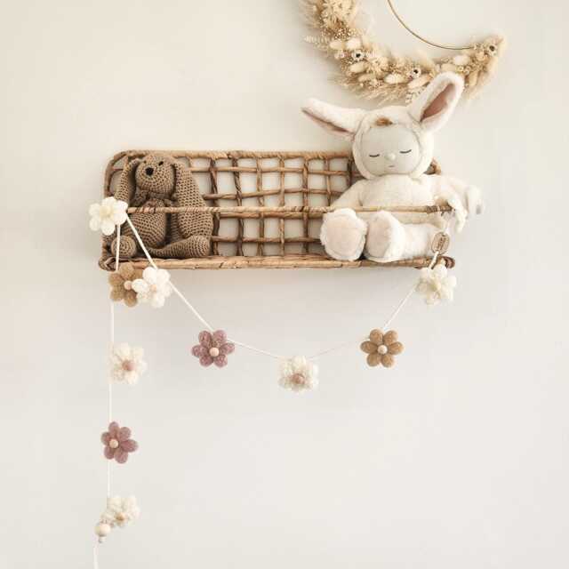 Custom Daisy Chain Bunting - Boho Nursery Decor - Felt Garland Baby Girl Wall Hanging - image 1