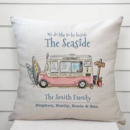 Personalised Ice Cream Van Seaside Family Summer Holiday Cushion Cover - Caravan, Camper, Home Or Beach Hut Decor 40cm 16 Inches - thumbnail 3
