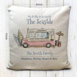 Personalised Ice Cream Van Seaside Family Summer Holiday Cushion Cover - Caravan, Camper, Home Or Beach Hut Decor 40cm 16 Inches - thumbnail 2