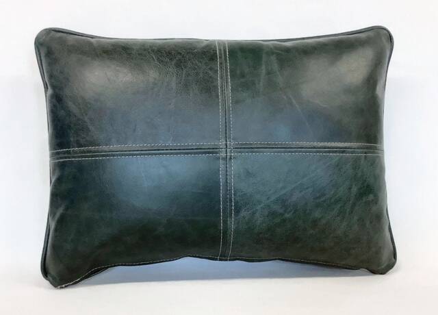 Bottle Green Leather Cushion Country Style Pillow - image 1