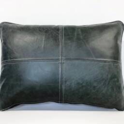 Bottle Green Leather Cushion Country Style Pillow - thumbnail 3