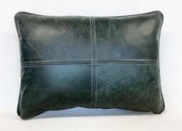 Bottle Green Leather Cushion Country Style Pillow - thumbnail 1