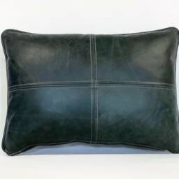 Bottle Green Leather Cushion Country Style Pillow - thumbnail 4
