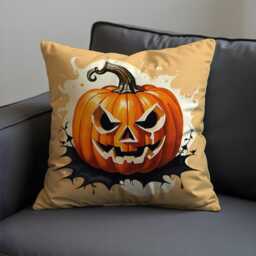 Creepy Pumpkin Halloween Cushion Cover, Grinning Jack-O'-Lantern Throw Pillow Case, Spooky Decor For Haunted House Or Party Sofa - thumbnail 4