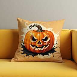 Creepy Pumpkin Halloween Cushion Cover, Grinning Jack-O'-Lantern Throw Pillow Case, Spooky Decor For Haunted House Or Party Sofa - thumbnail 2