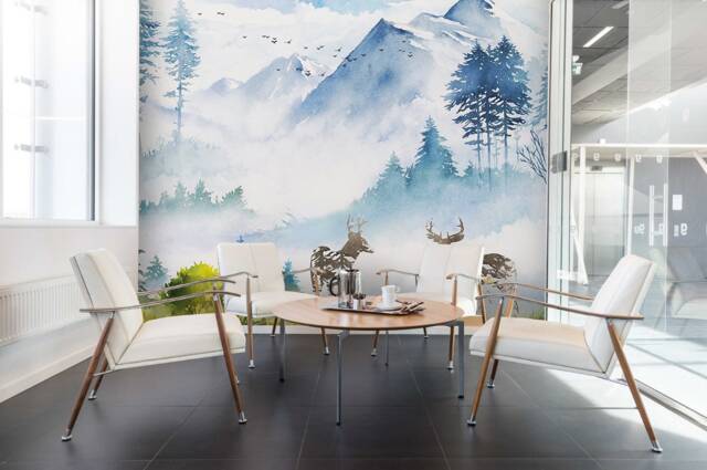 3D Mountain Forest Wallpaper, Elk Wall Mural, Peel & Stick - image 1