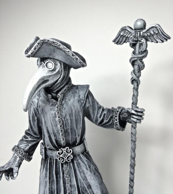 Venetian Plague Doctor Statue, Hand Painted Resin Sculpture - Gothic Medieval Figurine Dark Carnivale Art For Spooky Home Decor - image 1