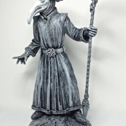 Venetian Plague Doctor Statue, Hand Painted Resin Sculpture - Gothic Medieval Figurine Dark Carnivale Art For Spooky Home Decor - thumbnail 3