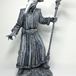 Venetian Plague Doctor Statue, Hand Painted Resin Sculpture - Gothic Medieval Figurine Dark Carnivale Art For Spooky Home Decor - thumbnail 2