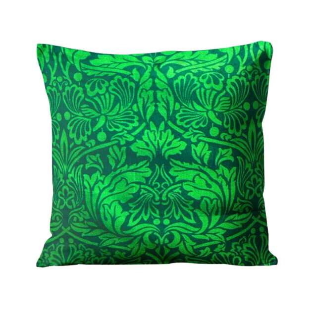 Zoffany Printed Green 100% Silk Cushion Cover, Art Nouveau, Throw Pillow Homeware Decor - image 1