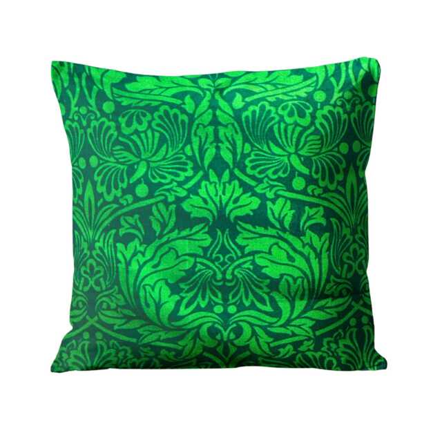 Zoffany Printed Green 100% Silk Cushion Cover, Art Nouveau, Throw Pillow Homeware Decor - image 1