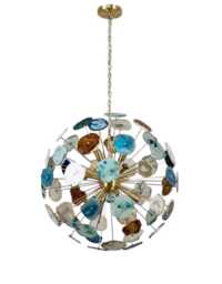 1950's Handcrafted Multicolour Agate Stone Italian Ceiling Light Sputnik Chandelier Stilnovo Style Lamp