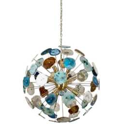 1950's Handcrafted Multicolour Agate Stone Italian Ceiling Light Sputnik Chandelier Stilnovo Style Lamp - thumbnail 2