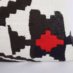 Handwoven Turkish Kilim Lumbar Pillow Bohemian Home Decor - 16x24 Inch - thumbnail 3