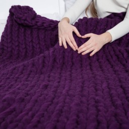 Giant Wool Blanket Knit Chunky Merino Handmade Merino Throw Throw 45 Colors - thumbnail 3