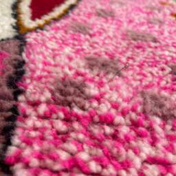 Handmade Pink Berber Runner Rug Moroccan Wool Hallway Carpet - thumbnail 3