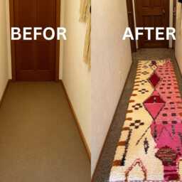 Handmade Pink Berber Runner Rug Moroccan Wool Hallway Carpet - thumbnail 4