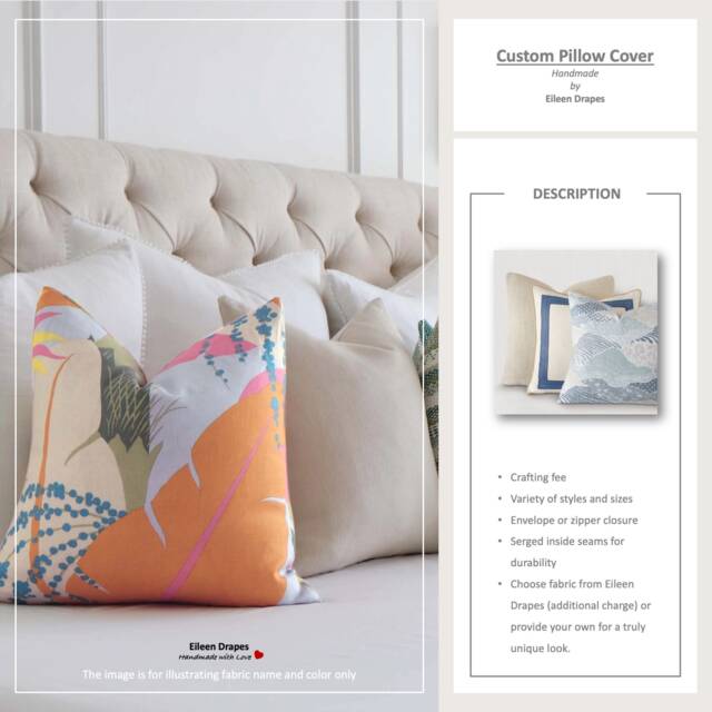 Custom Pillow Cover Sham Throw Accent Pillow Euro Flange Welted Envelope Or Zipper Closure Crafting Fee - image 1