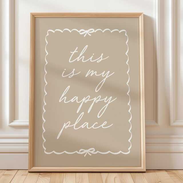 This Is My Happy Place Art Print Minimalist Beige Wall Decor - image 1